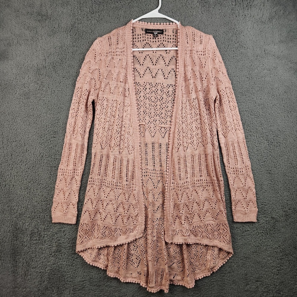Vintage Y2K Crochet Open Knit Duster Cardigan Womens Large Boho Whimsigoth Indie